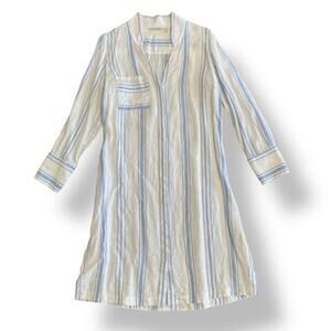 Soft Surroundings Striped Shirt Dress Womens Size‎ M Blue White Lagenlook